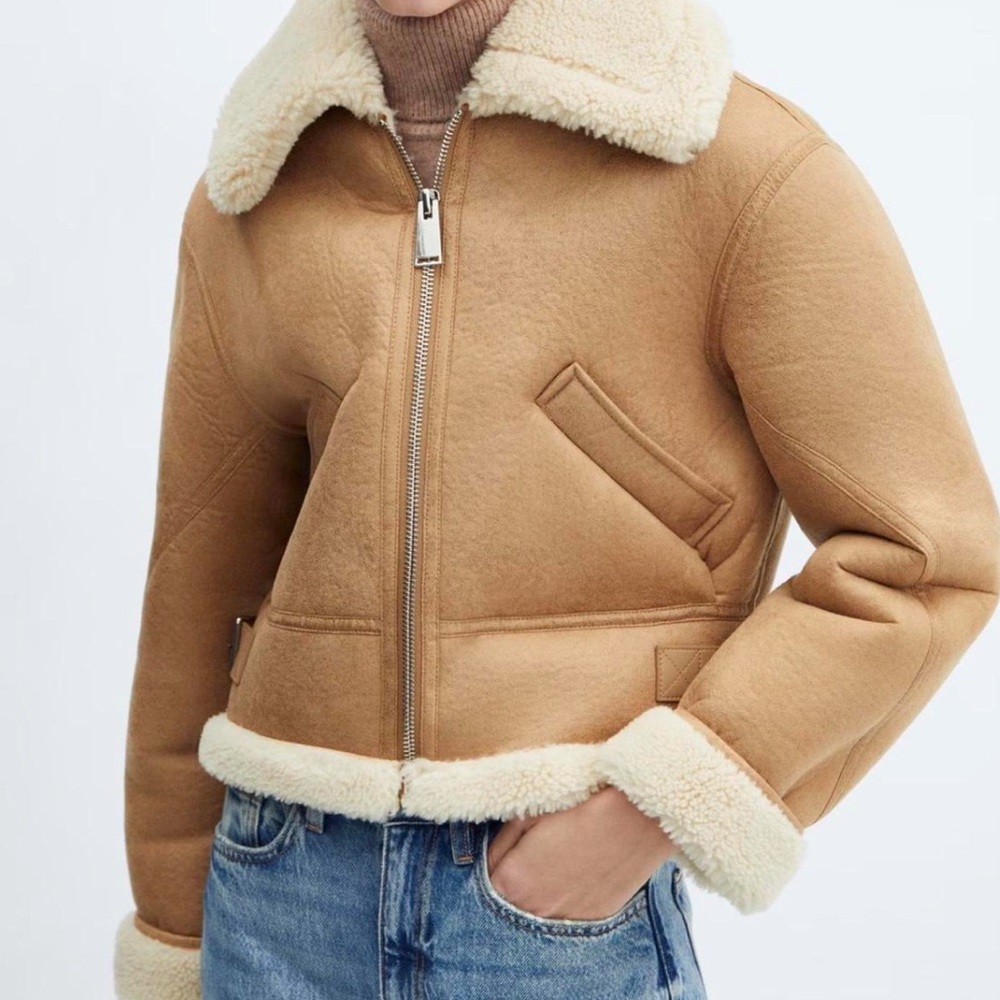 Mango Tan Shearling Short Jacket - image 2